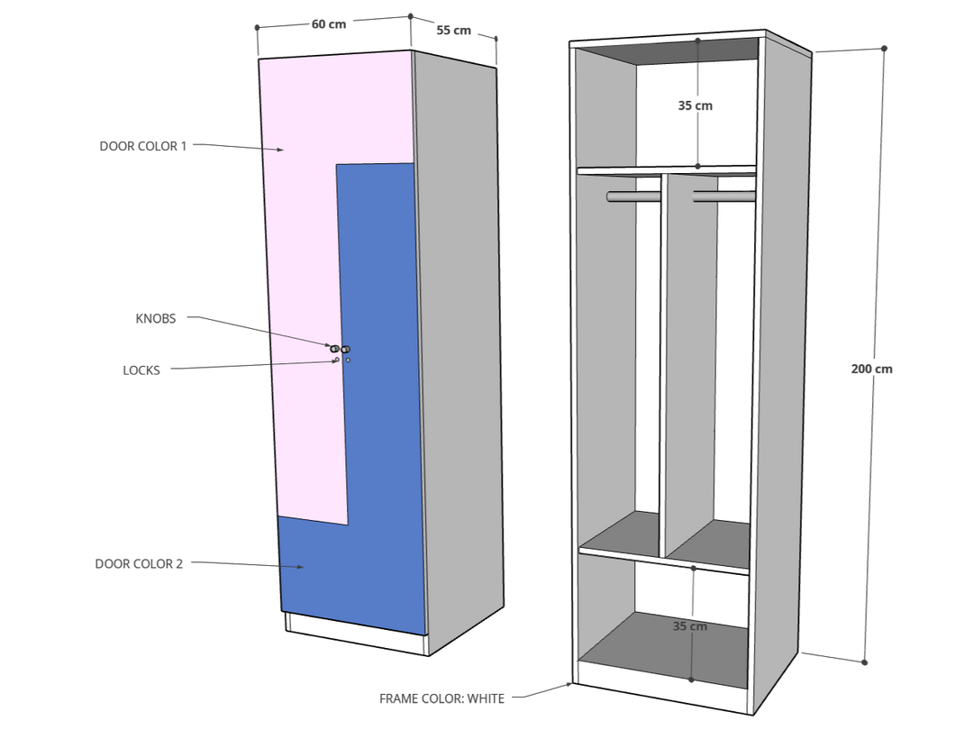 2 Tier Wooden Locker Cupboard