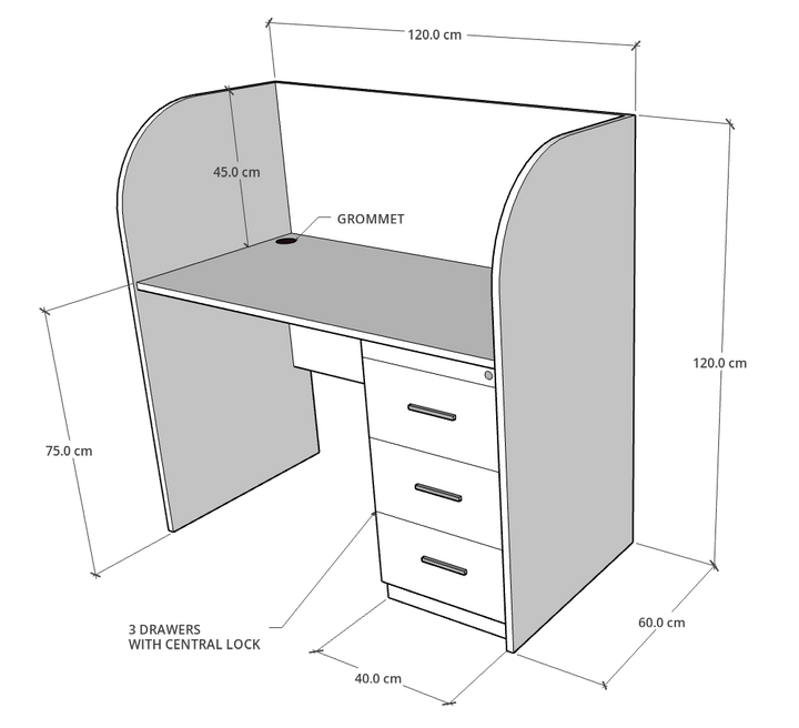 Priva Desk with Partition for Office & Study, Custom Made