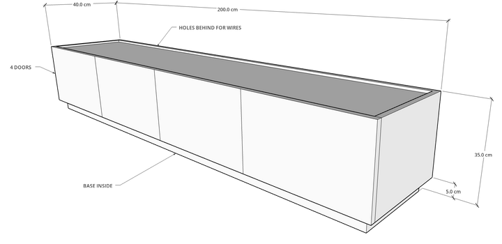 Egde TV Unit, 200 cms, MDF