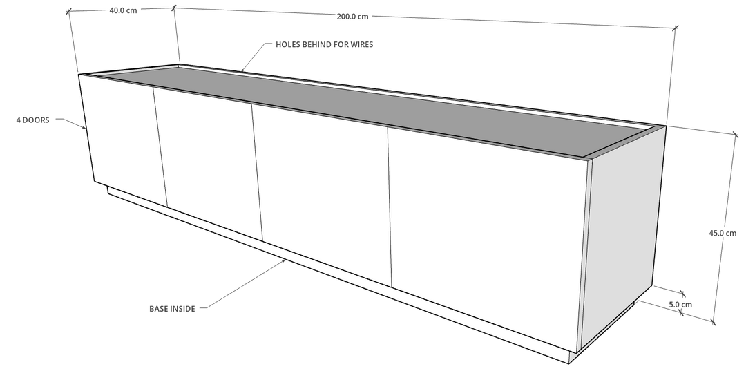 Egde TV Unit, 200 cms, MDF