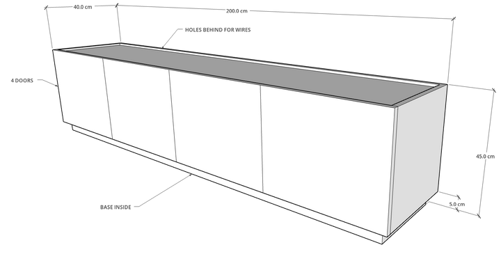 Egde TV Unit, 200 cms, MDF