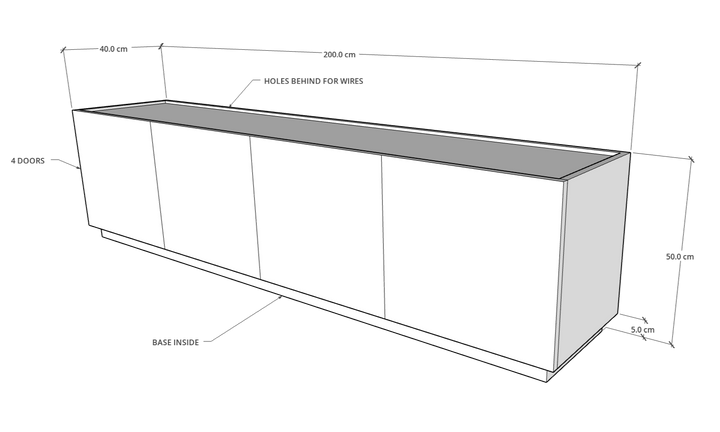 Egde TV Unit, 200 cms, MDF