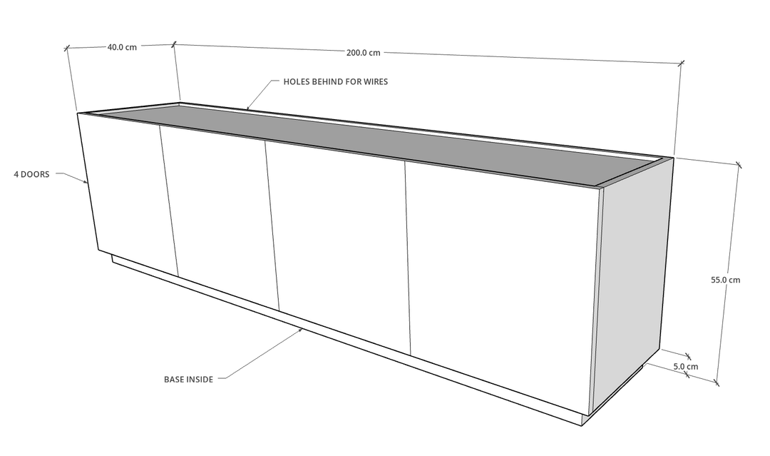 Egde TV Unit, 200 cms, MDF