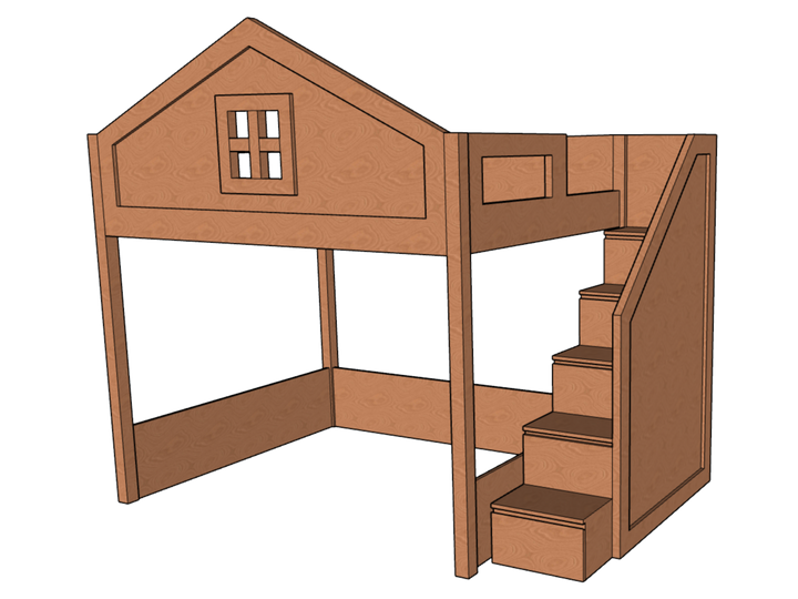 Elega Home Loft Bed, fits Queen 150 x 200 cms Mattress