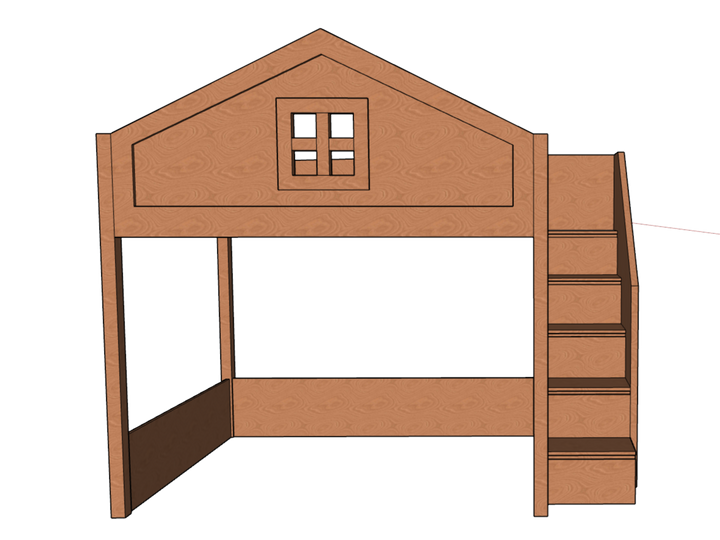 Elega Home Loft Bed, fits Queen 150 x 200 cms Mattress