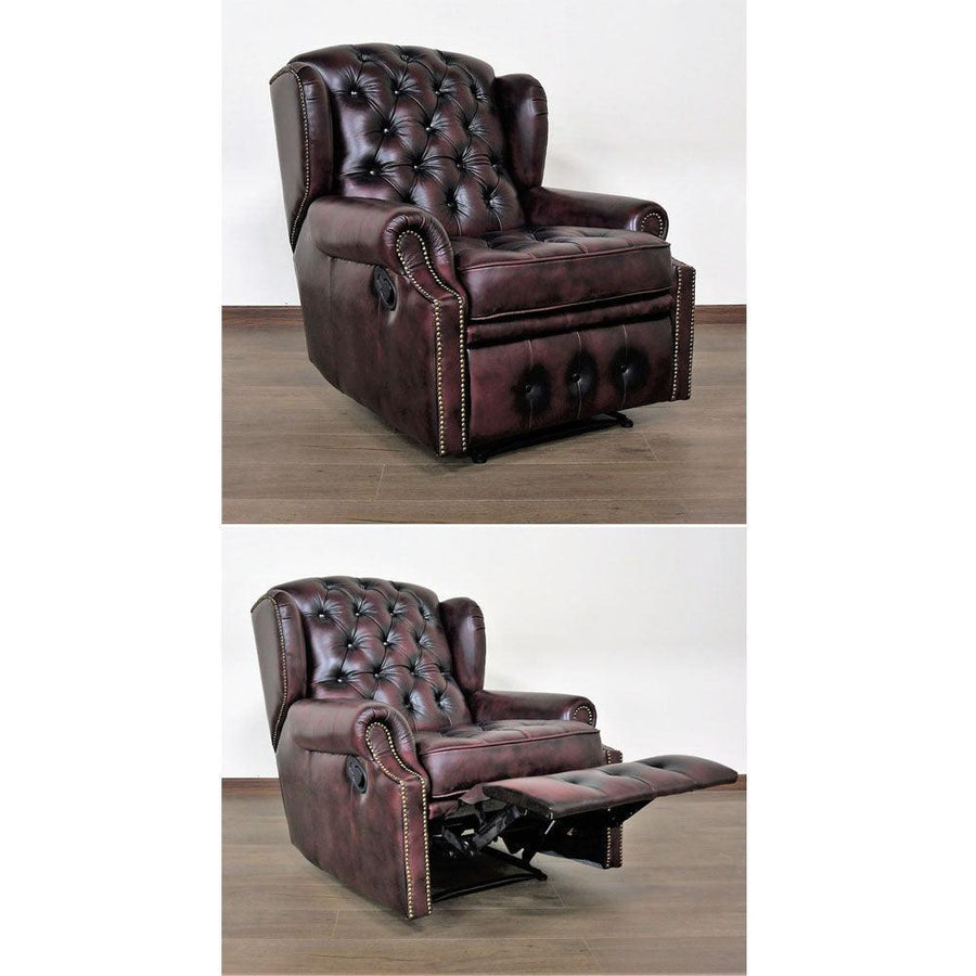 Minnesota Chesterfield Recliner, with genuine leather - Classic Furniture Dubai UAE