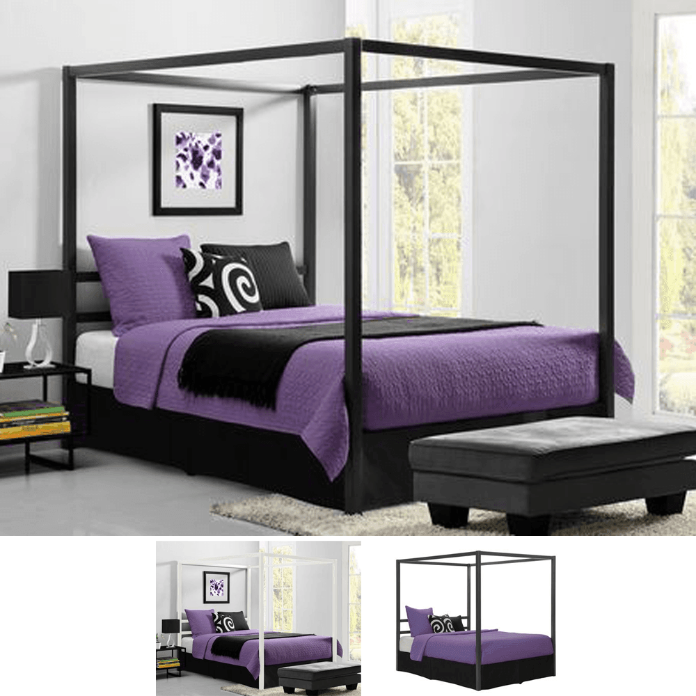Black poster bed online queen