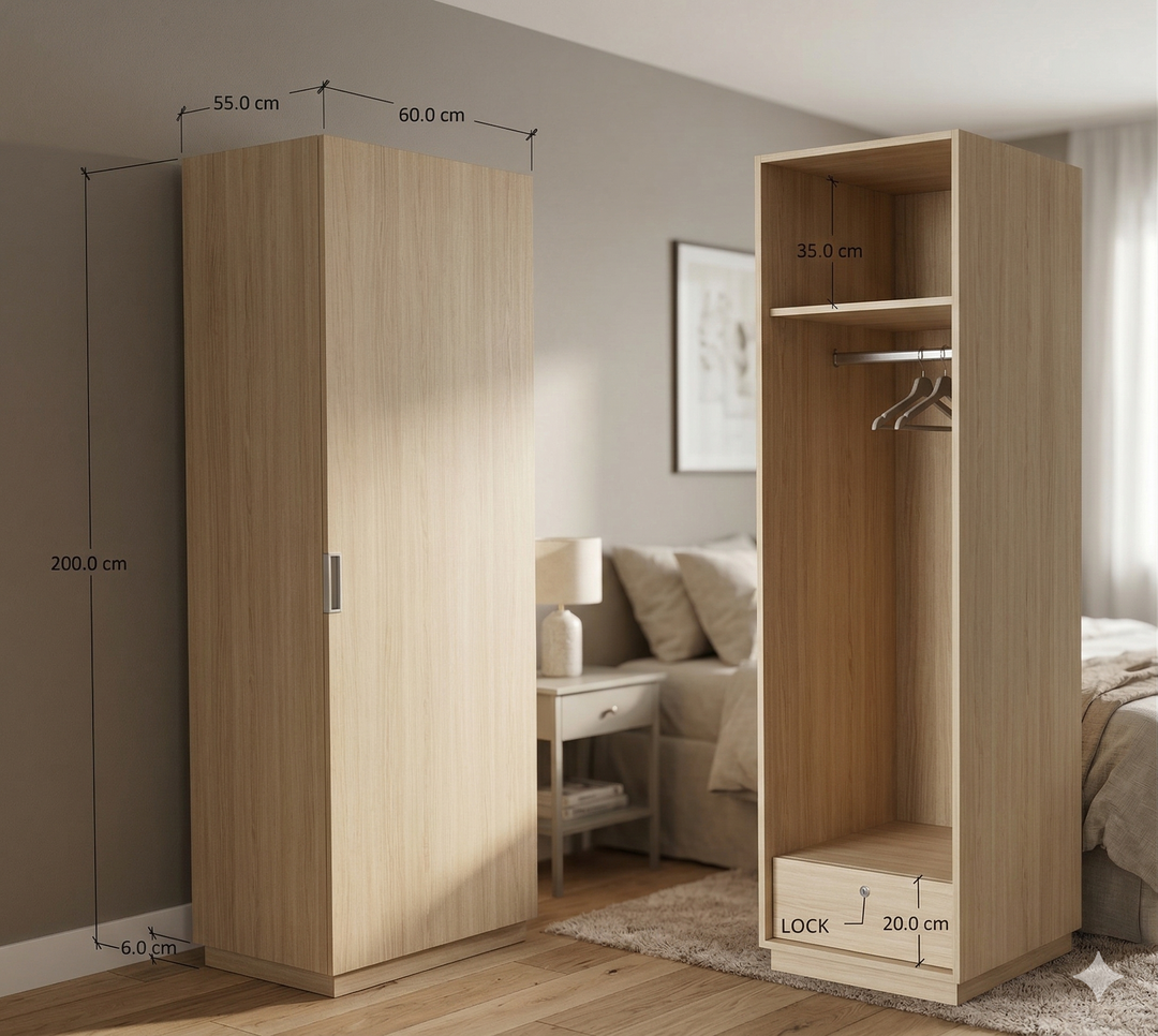 CF 1 Door Wardrobe, Custom Made