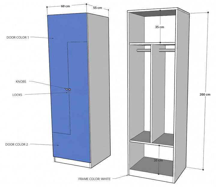 2 Tier Wooden Locker Cupboard