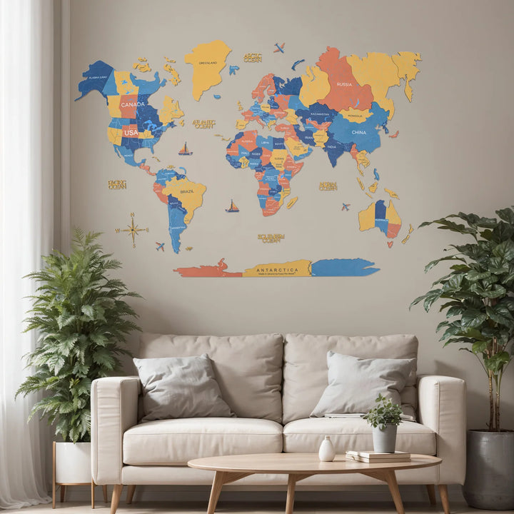 2D Wooden World Map, Indie