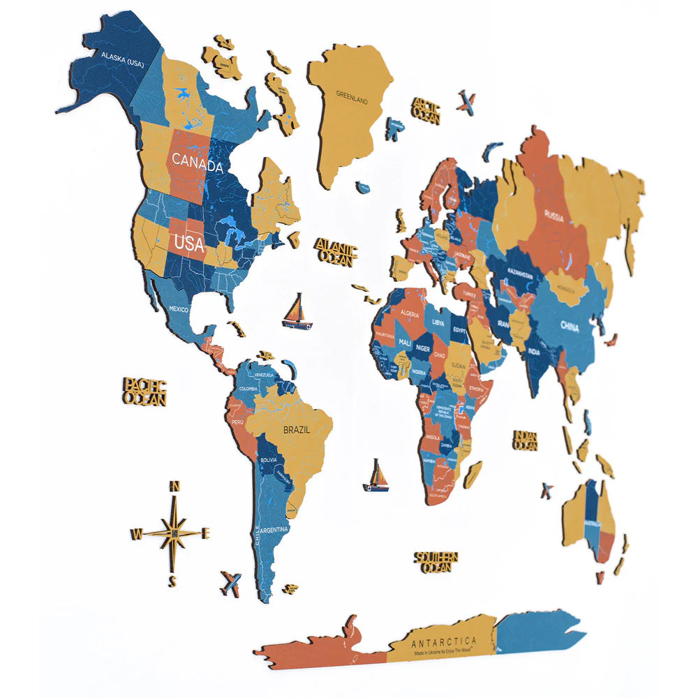 2D Wooden World Map, Indie
