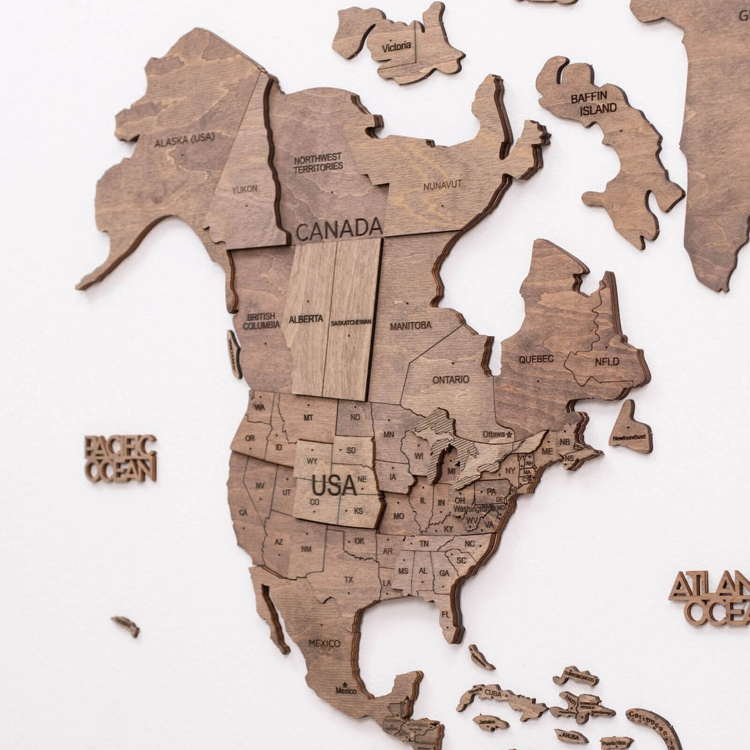 3D Wooden World Map, Terra