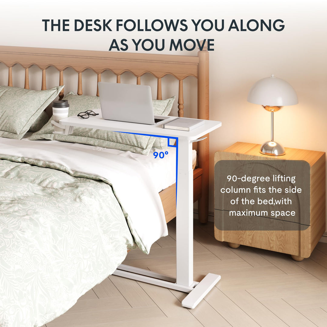 Height Adjustable Mobile Side Table / Desk, 80 x 45 cms