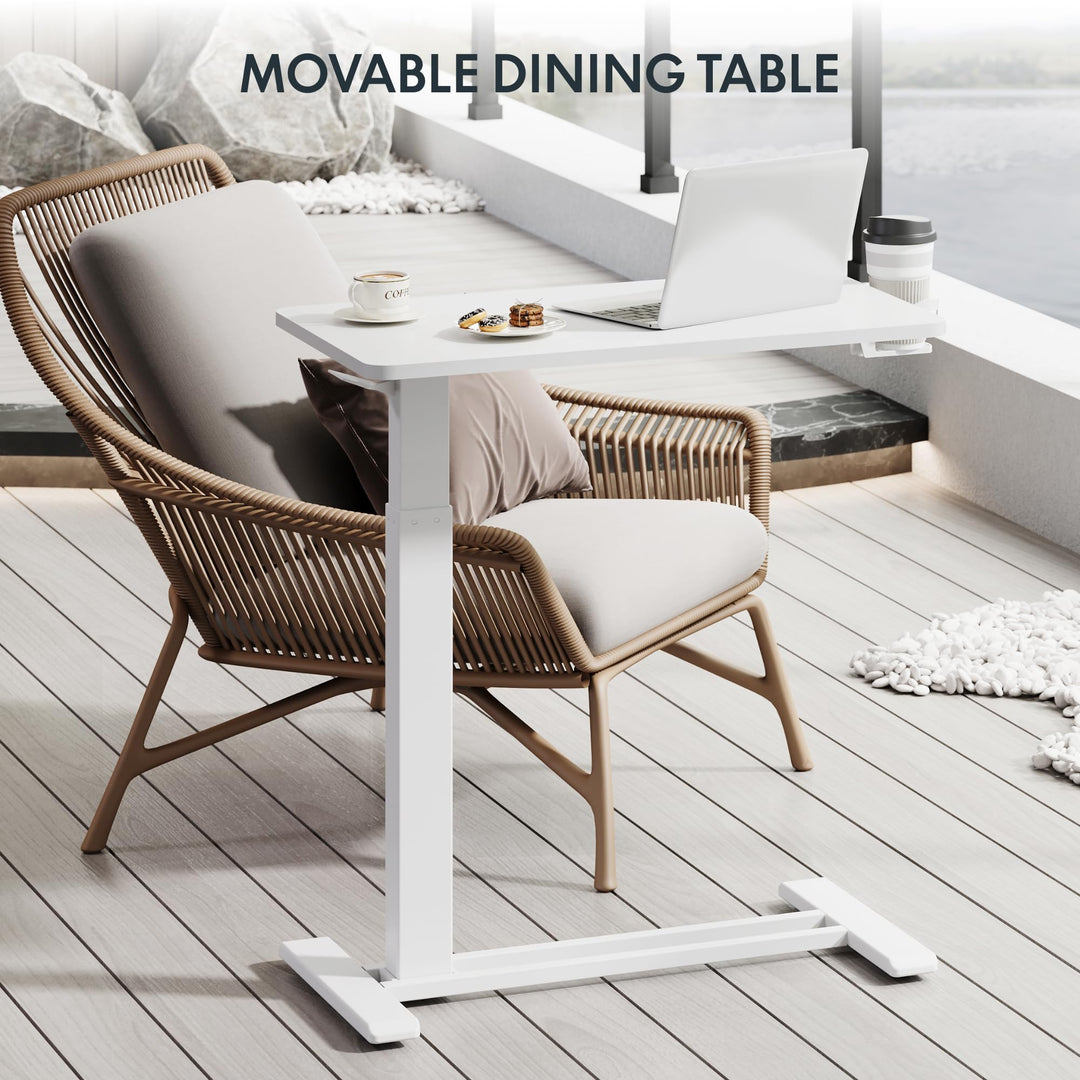 Height Adjustable Mobile Side Table / Desk, 80 x 45 cms