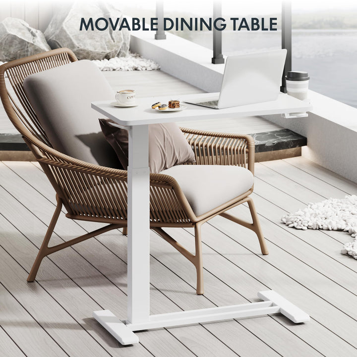 Height Adjustable Mobile Side Table / Desk, 80 x 45 cms