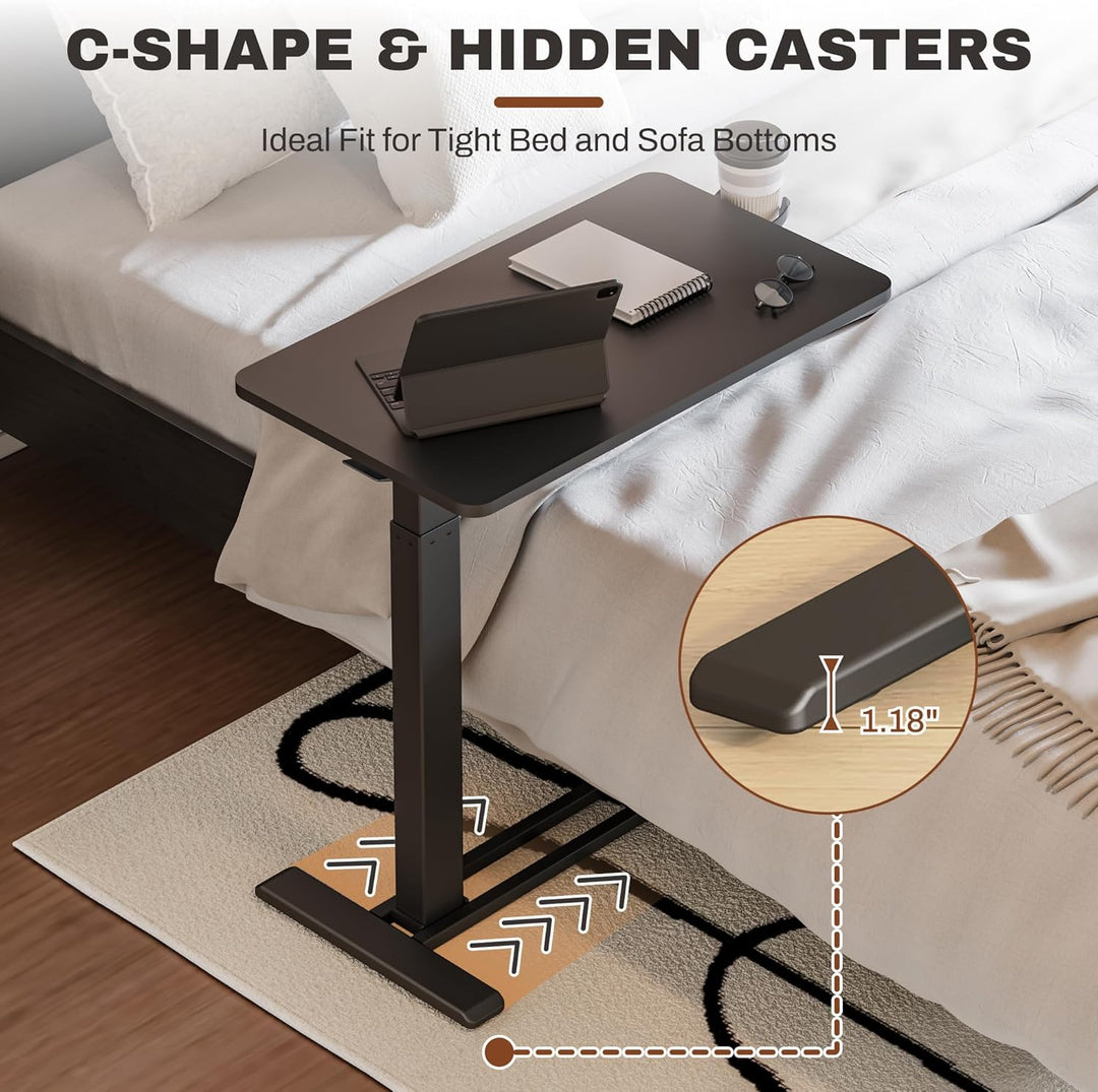 Height Adjustable Mobile Side Table / Desk, 80 x 45 cms