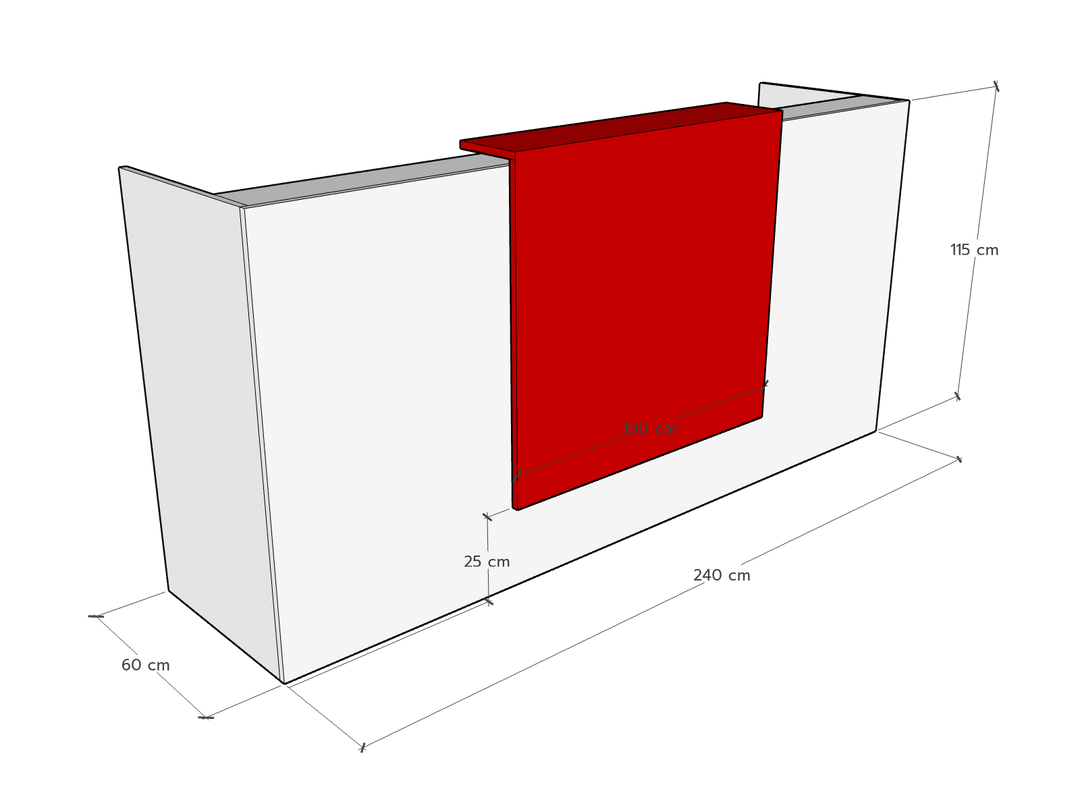 Ace Reception Counter for 2 persons, 240 x 60 x 115 h cms, Custom Made