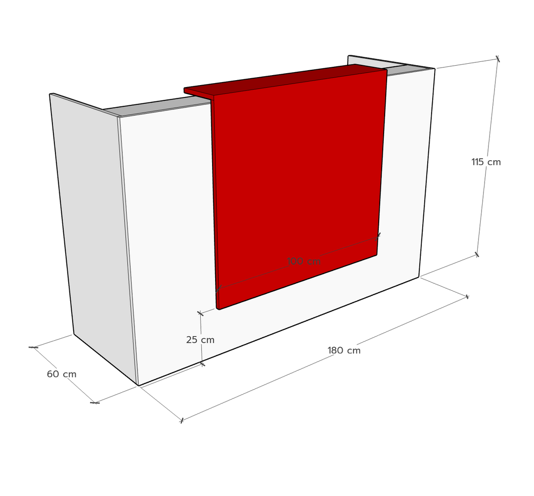 Ace Reception Counter for 1 person, 180 x 60 x 115 h cms, Custom Made