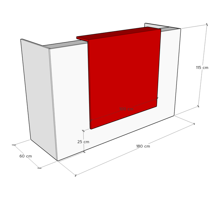 Ace Reception Counter for 1 person, 180 x 60 x 115 h cms, Custom Made