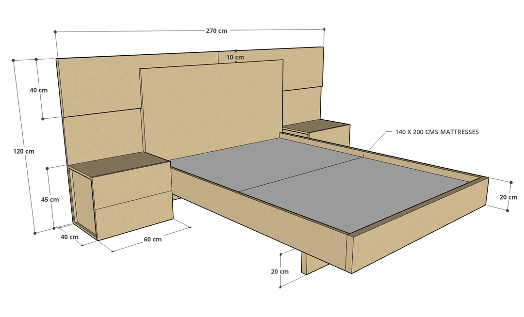 Balmy Bed With 2 Side Tables