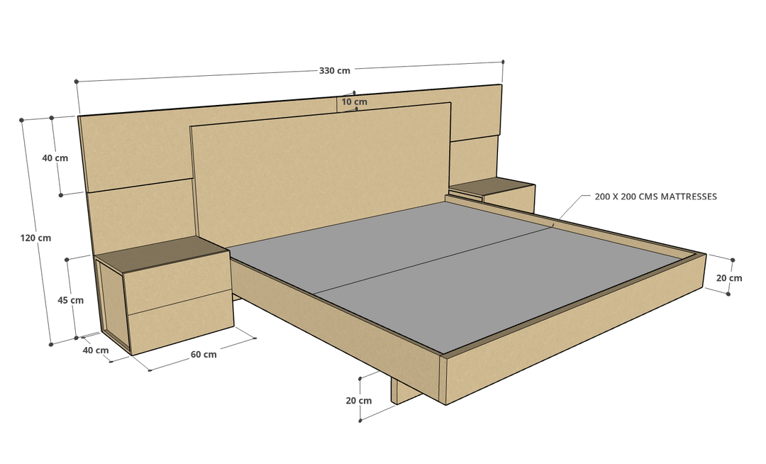 Balmy Bed With 2 Side Tables