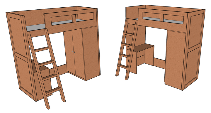 Compa Loft Bed with Cupboard & Desk