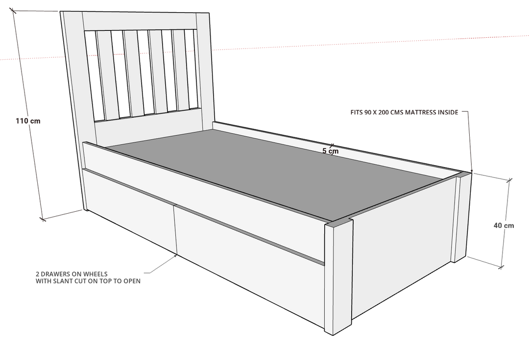 Cairo Bed with storage drawers