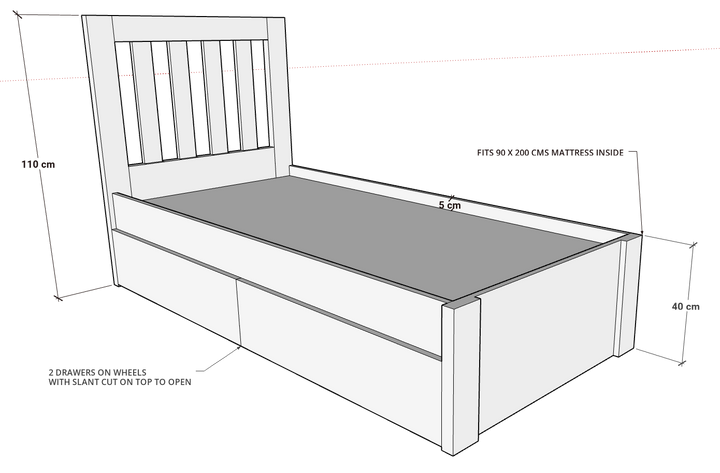 Cairo Bed with storage drawers