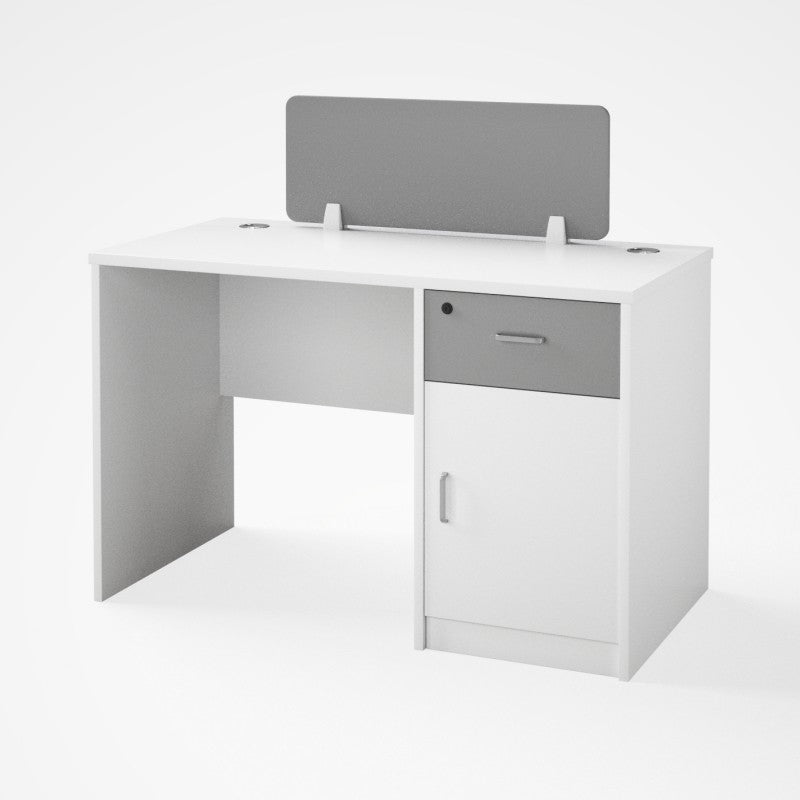 ECO-120WT-WS Office Table with Partition Panel – White, Ready Made