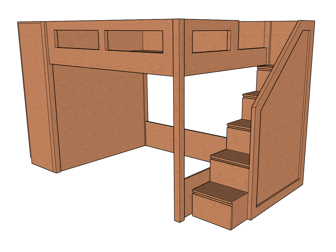 Elega Loft Bed with Cupbaord, Queen Size fits 150 x 200 cms mattresses