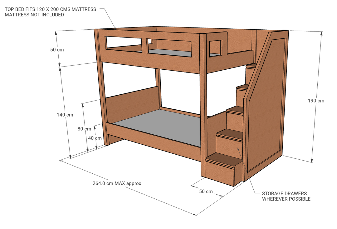 Elega Bunk Bed, 120 x 200 cms