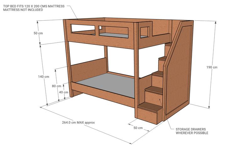 Elega Bunk Bed, 120 x 200 cms