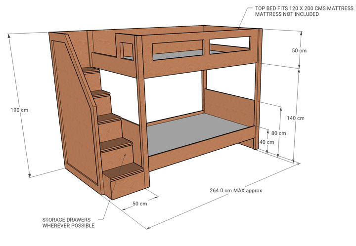 Elega Bunk Bed, 120 x 200 cms