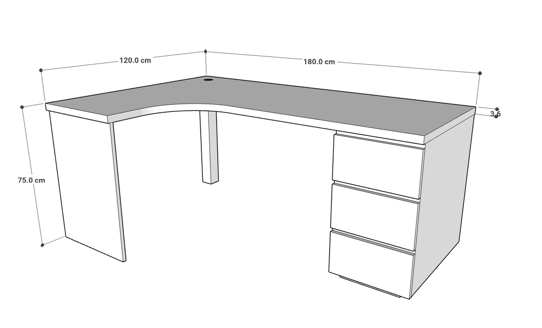 L Shaped Corner Type Office / Study Desk