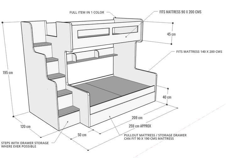 Future Bunk Bed with pullout drawer & Staircase