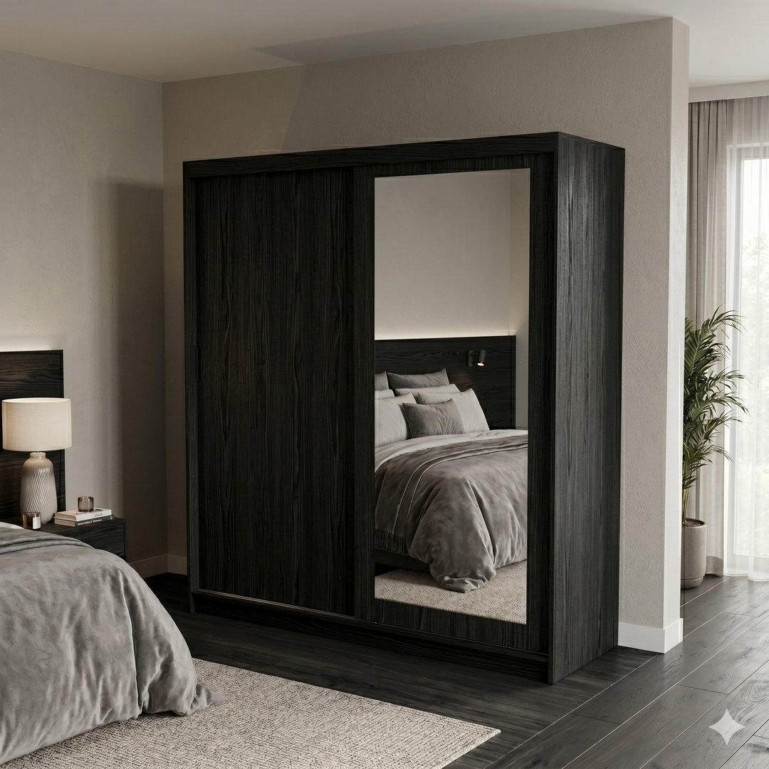 2 Door Sliding Door Wardrobe, 180 x 60 x 200 H cms, Custom Made