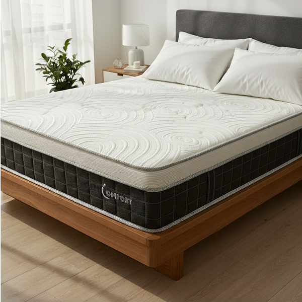 Total Comfort Mattress, Pocketed Spring + Gel Memory + Cooling Fabric Top, Medium Soft