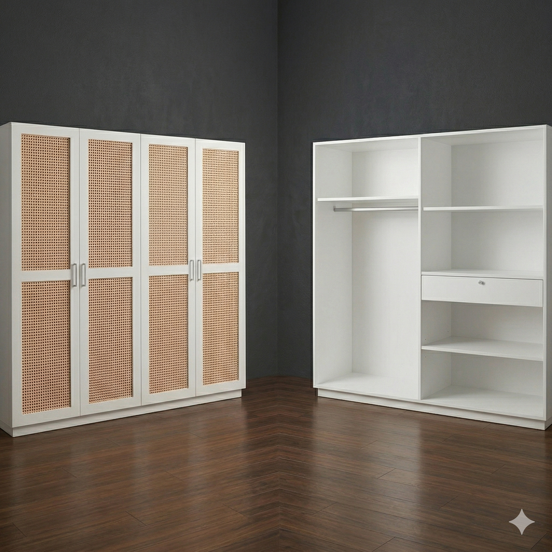 4 Door Rattan Wardrobe, Custom Made