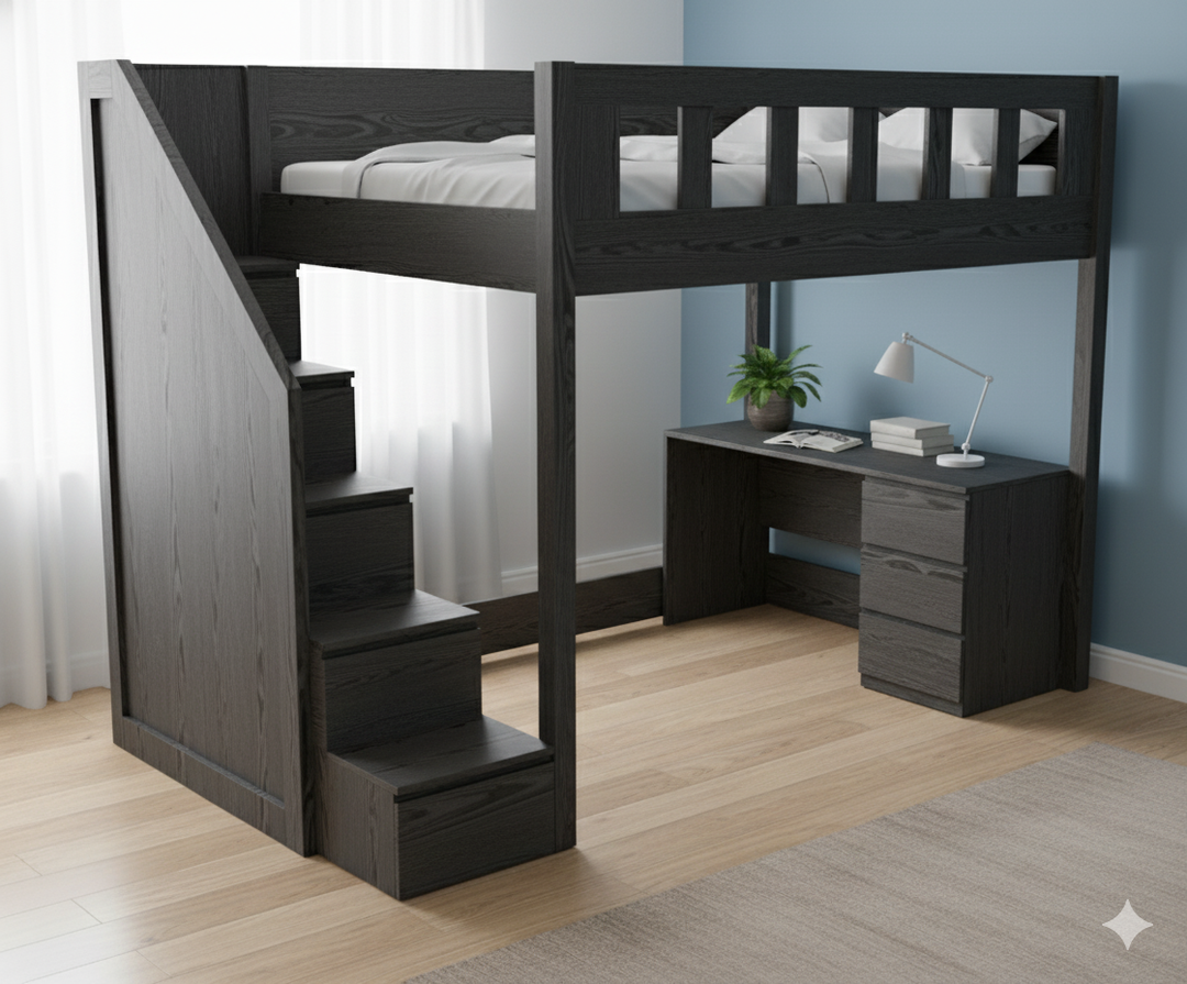Allan Loft Bed with Study Desk, 140 x 200 cms