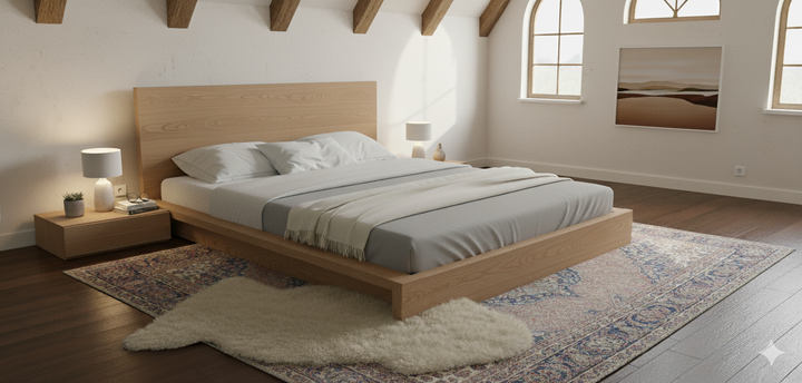 OKINAWA Low Bed with 2 side tables