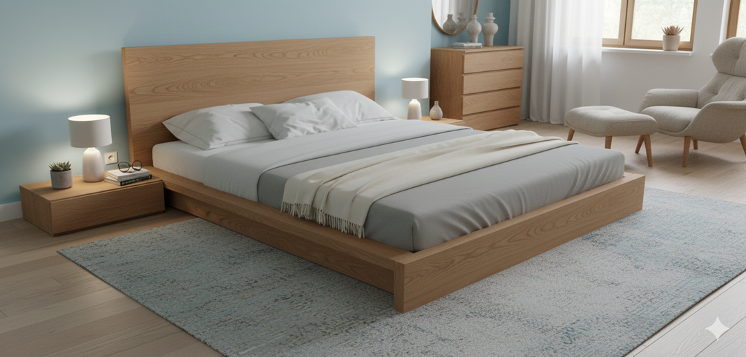 OKINAWA Low Bed with 2 side tables