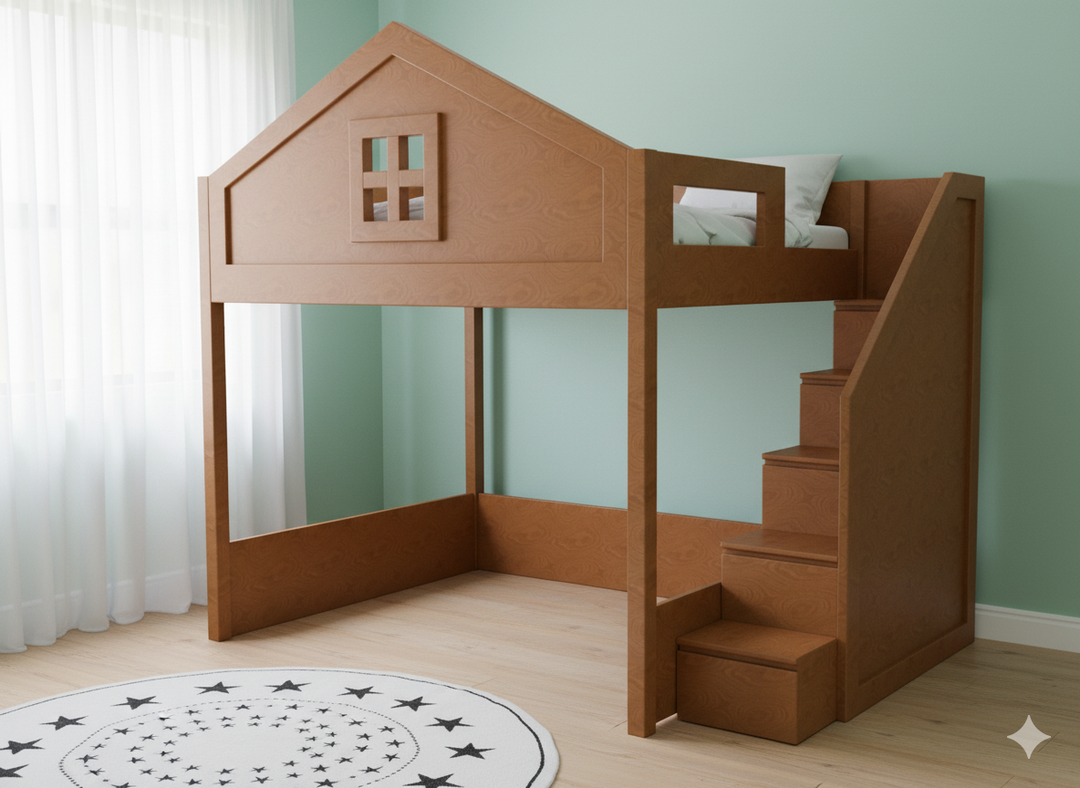 Elega Home Loft Bed, fits Queen 150 x 200 cms Mattress