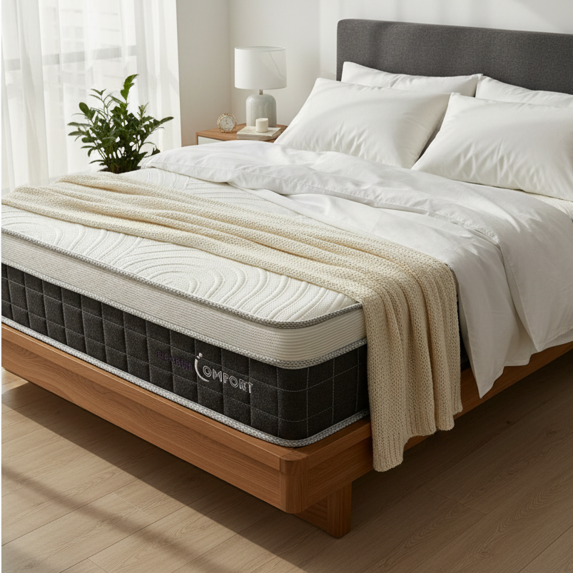 Total Comfort Mattress, Pocketed Spring + Gel Memory + Cooling Fabric Top, Medium Soft