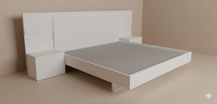 Balmy Bed With 2 Side Tables