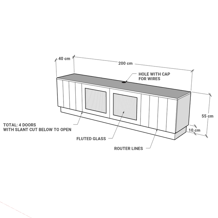Gray sectional sofa with dimensions on a white background