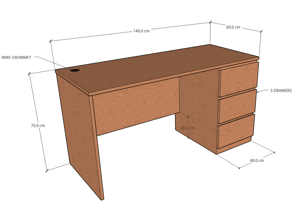 STUD Desk with 3 drawers - Classic Furniture Dubai UAE