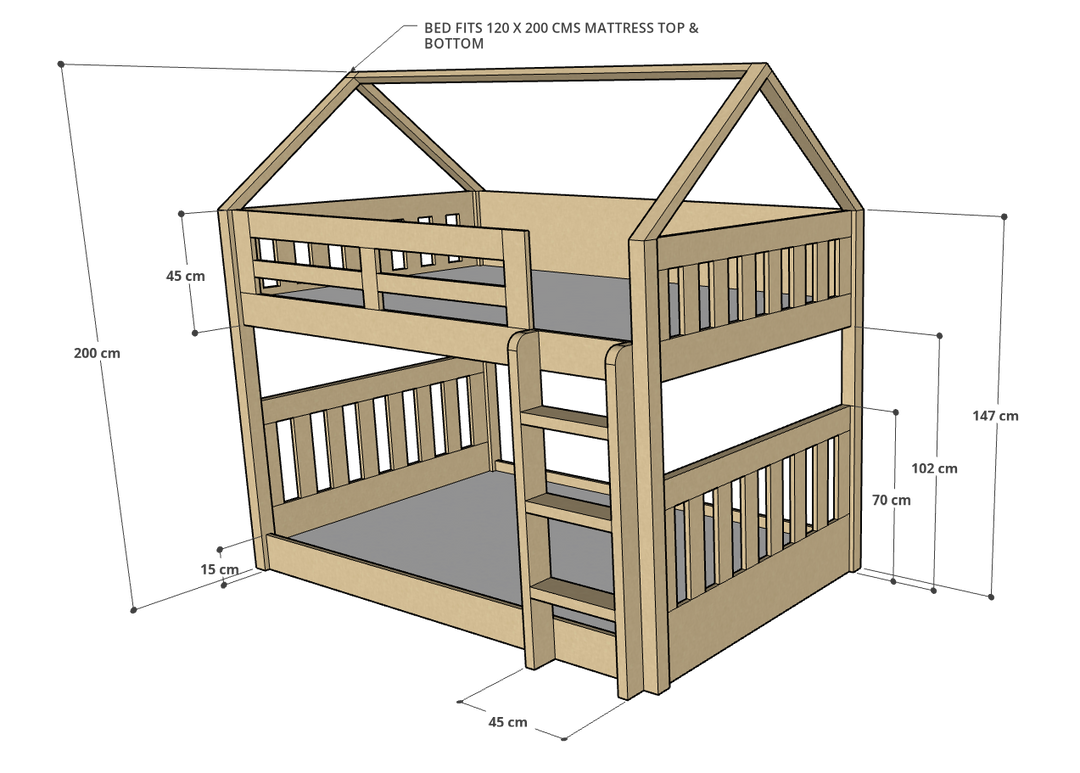 Mac House Bunk Bed, 120 x 200 cms