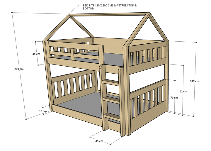 Mac House Bunk Bed, 120 x 200 cms