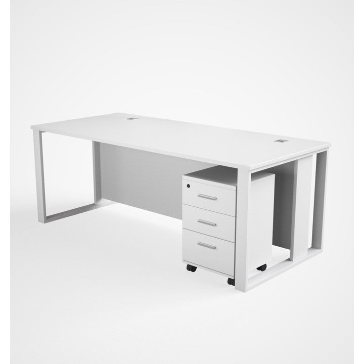Office Table with Metal Leg - Model MTL, with Pedestal Drawer, 140/160/180/200 cms, Ready Made