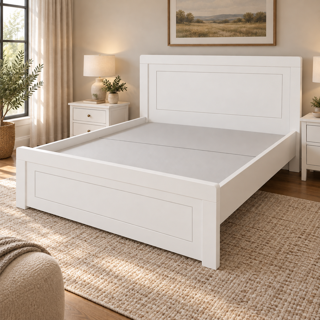 arden white wooden bed made in uae custom